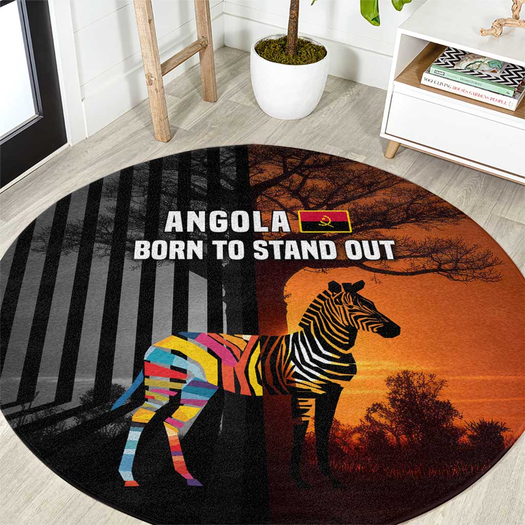 Angola Round Carpet with Sunset Zebra Design and African Nature - Wonder Print Shop