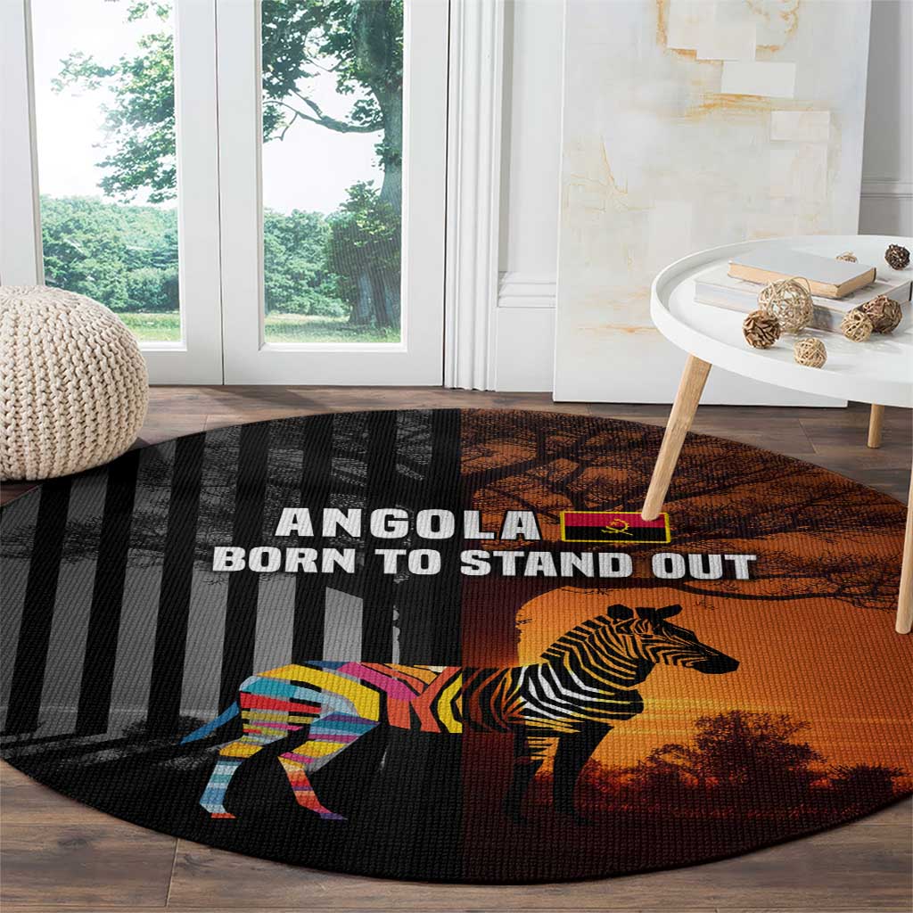 Angola Round Carpet with Sunset Zebra Design and African Nature - Wonder Print Shop