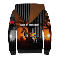 Angola Sherpa Hoodie with Sunset Zebra Design and African Nature - Wonder Print Shop