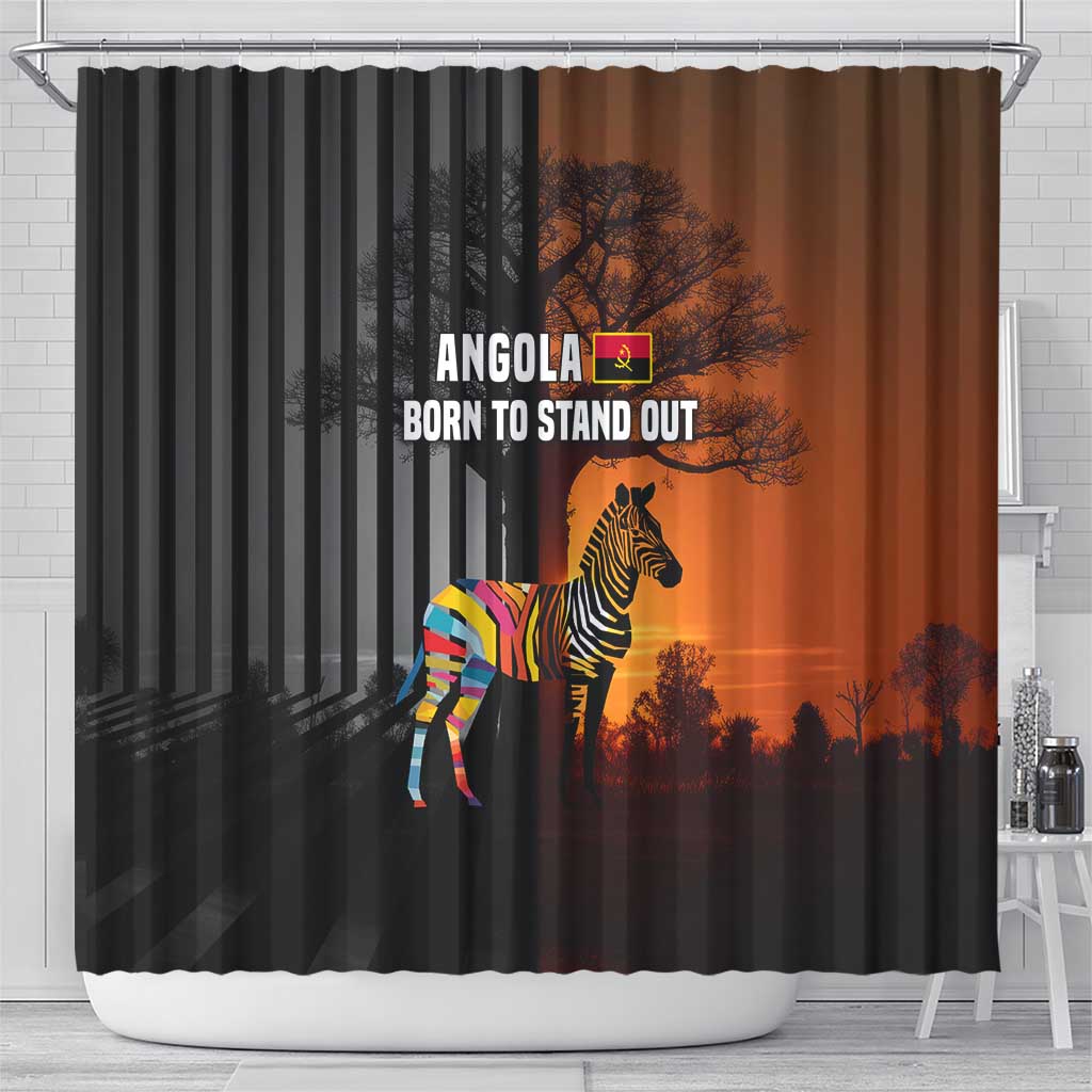 Angola Shower Curtain with Sunset Zebra Design and African Nature - Wonder Print Shop