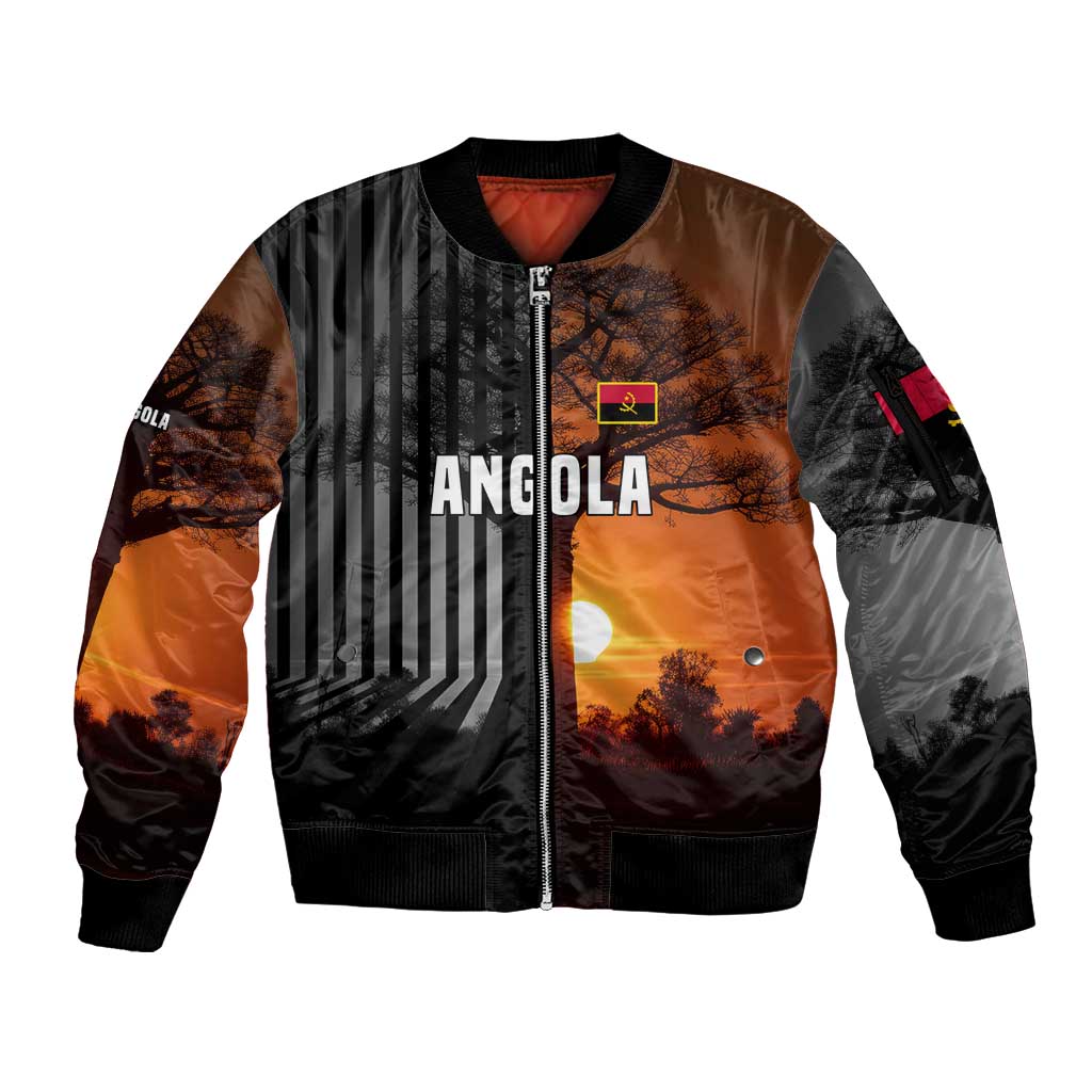 Angola Sleeve Zip Bomber Jacket with Sunset Zebra Design and African Nature - Wonder Print Shop