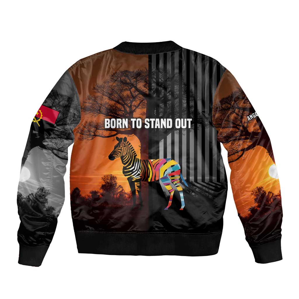 Angola Sleeve Zip Bomber Jacket with Sunset Zebra Design and African Nature - Wonder Print Shop