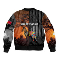 Angola Sleeve Zip Bomber Jacket with Sunset Zebra Design and African Nature - Wonder Print Shop