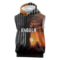 Angola Sleeveless Hoodie with Sunset Zebra Design and African Nature - Wonder Print Shop