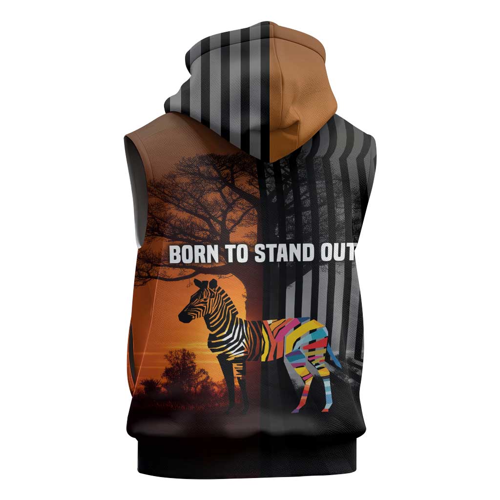 Angola Sleeveless Hoodie with Sunset Zebra Design and African Nature - Wonder Print Shop