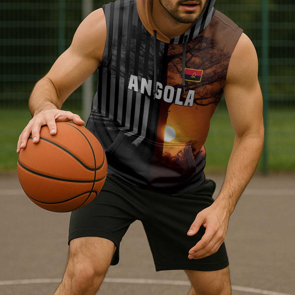 Angola Sleeveless Hoodie with Sunset Zebra Design and African Nature - Wonder Print Shop