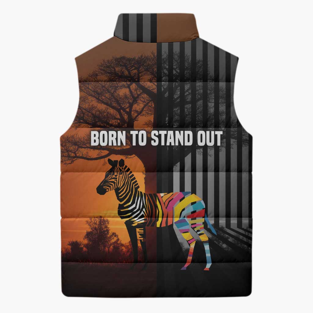 Angola Sleeveless Puffer Jacket with Sunset Zebra Design and African Nature - Wonder Print Shop