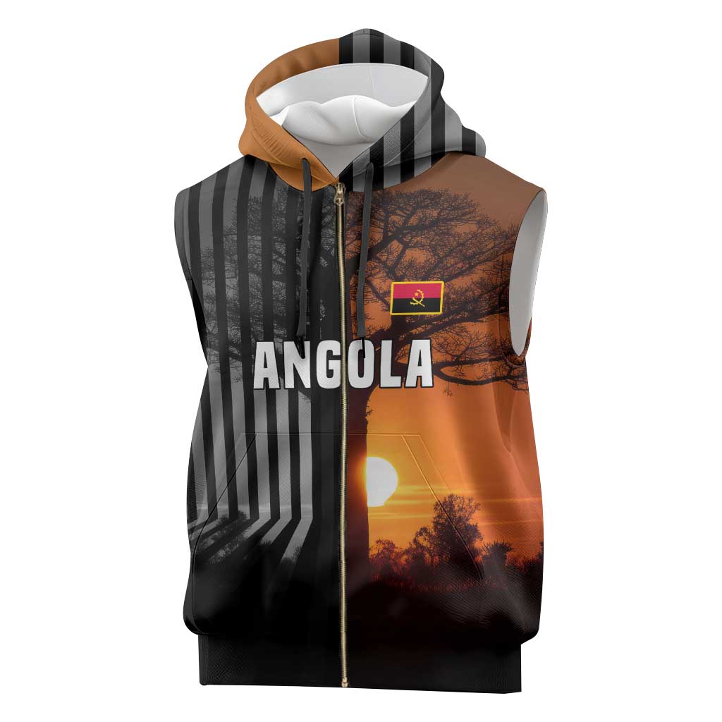 Angola Sleeveless Zip Hoodie with Sunset Zebra Design and African Nature - Wonder Print Shop