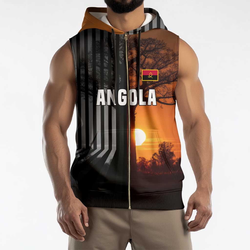 Angola Sleeveless Zip Hoodie with Sunset Zebra Design and African Nature - Wonder Print Shop