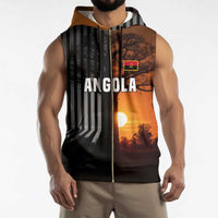Angola Sleeveless Zip Hoodie with Sunset Zebra Design and African Nature - Wonder Print Shop