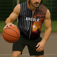 Angola Sleeveless Zip Hoodie with Sunset Zebra Design and African Nature - Wonder Print Shop