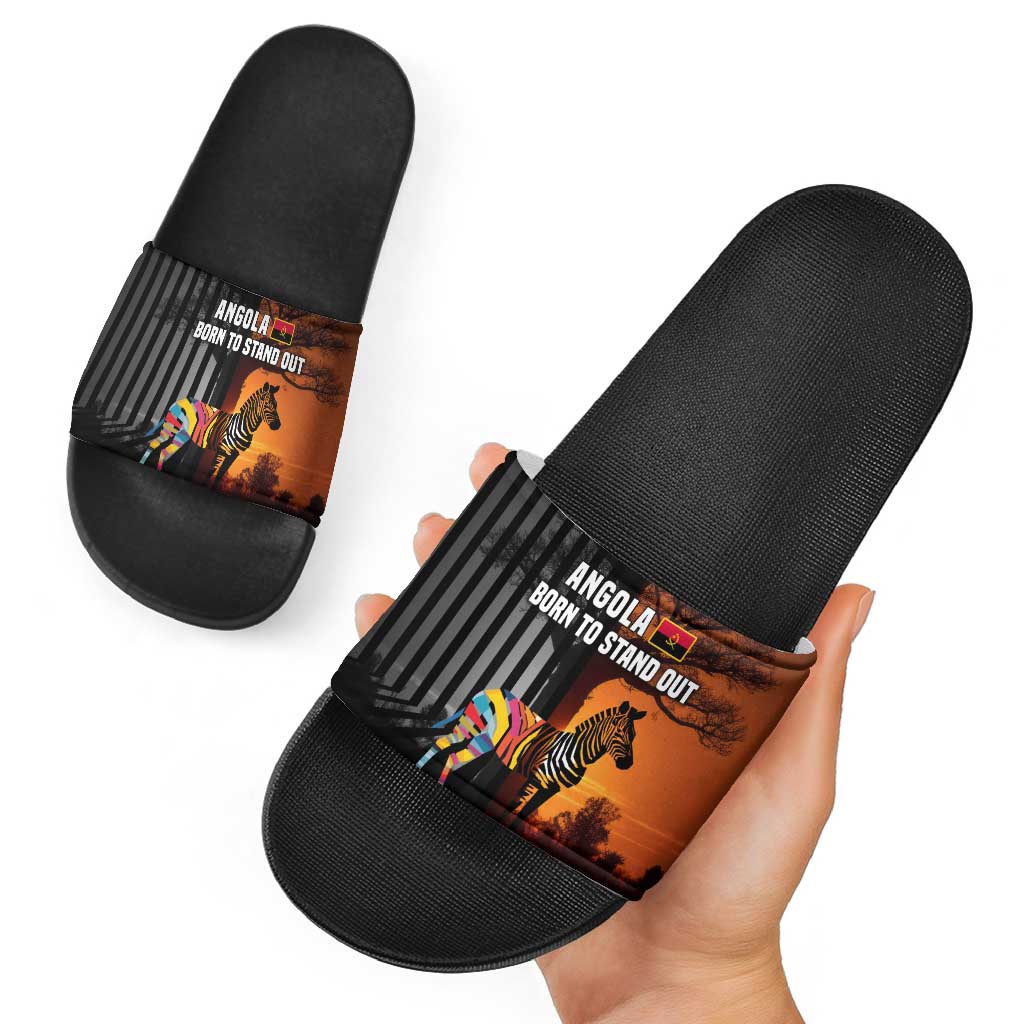 Angola Slide Sandals with Sunset Zebra Design and African Nature - Wonder Print Shop