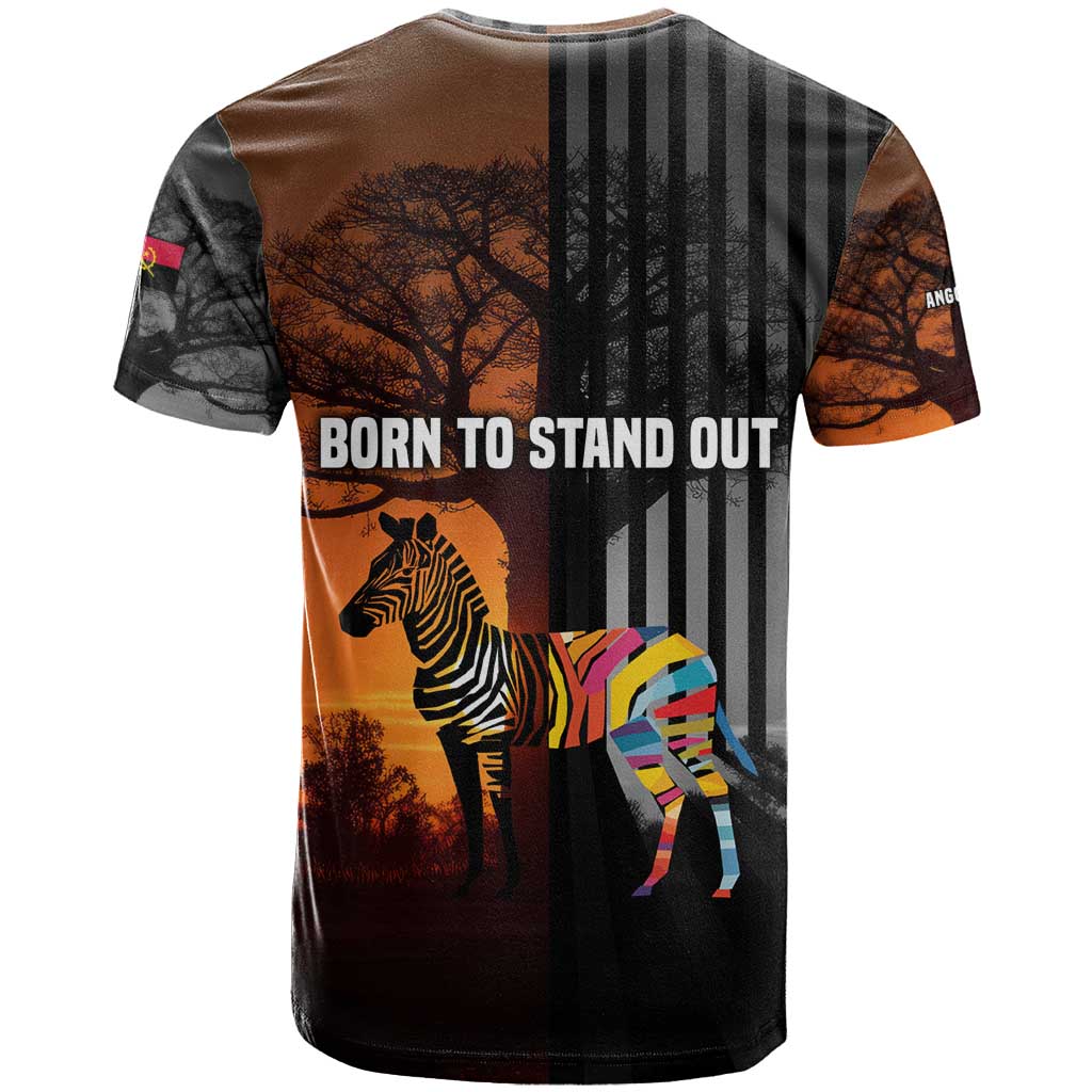 Angola T Shirt with Sunset Zebra Design and African Nature - Wonder Print Shop