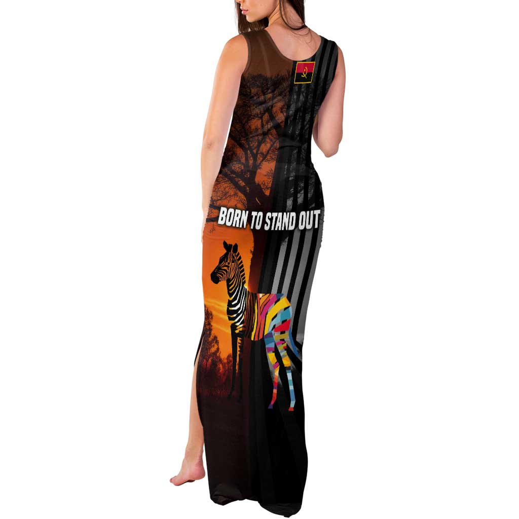 Angola Tank Maxi Dress with Sunset Zebra Design and African Nature - Wonder Print Shop