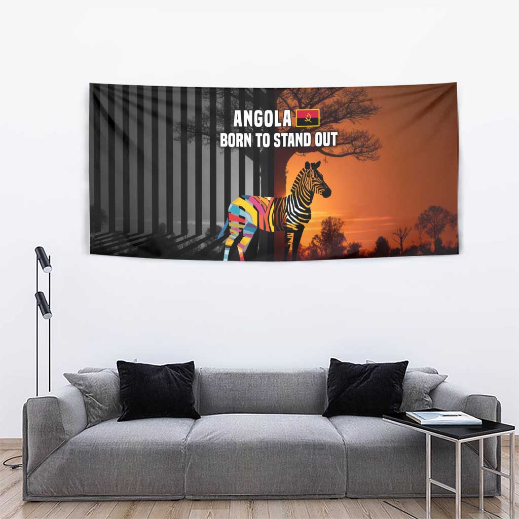 Angola Tapestry with Sunset Zebra Design and African Nature - Wonder Print Shop