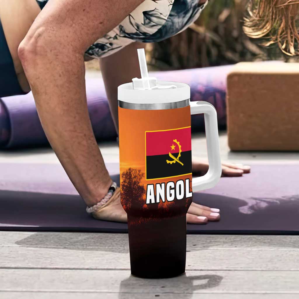 Angola Tumbler With Handle with Sunset Zebra Design and African Nature - Wonder Print Shop