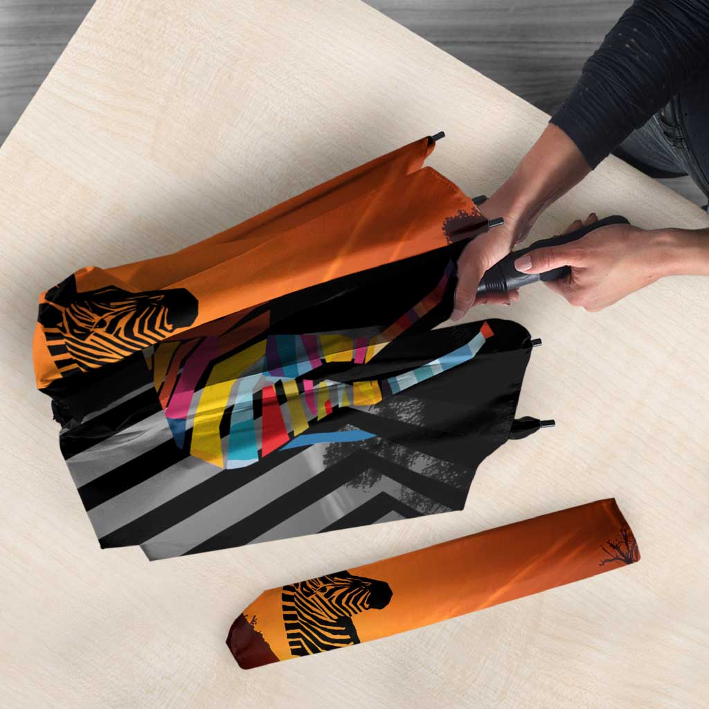 Angola Umbrella with Sunset Zebra Design and African Nature - Wonder Print Shop