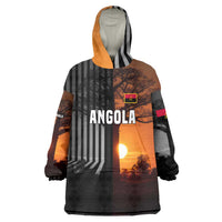 Angola Wearable Blanket Hoodie with Sunset Zebra Design and African Nature - Wonder Print Shop