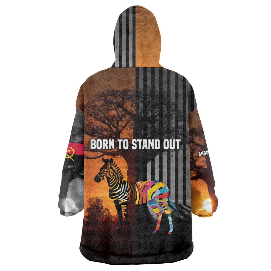 Angola Wearable Blanket Hoodie with Sunset Zebra Design and African Nature - Wonder Print Shop