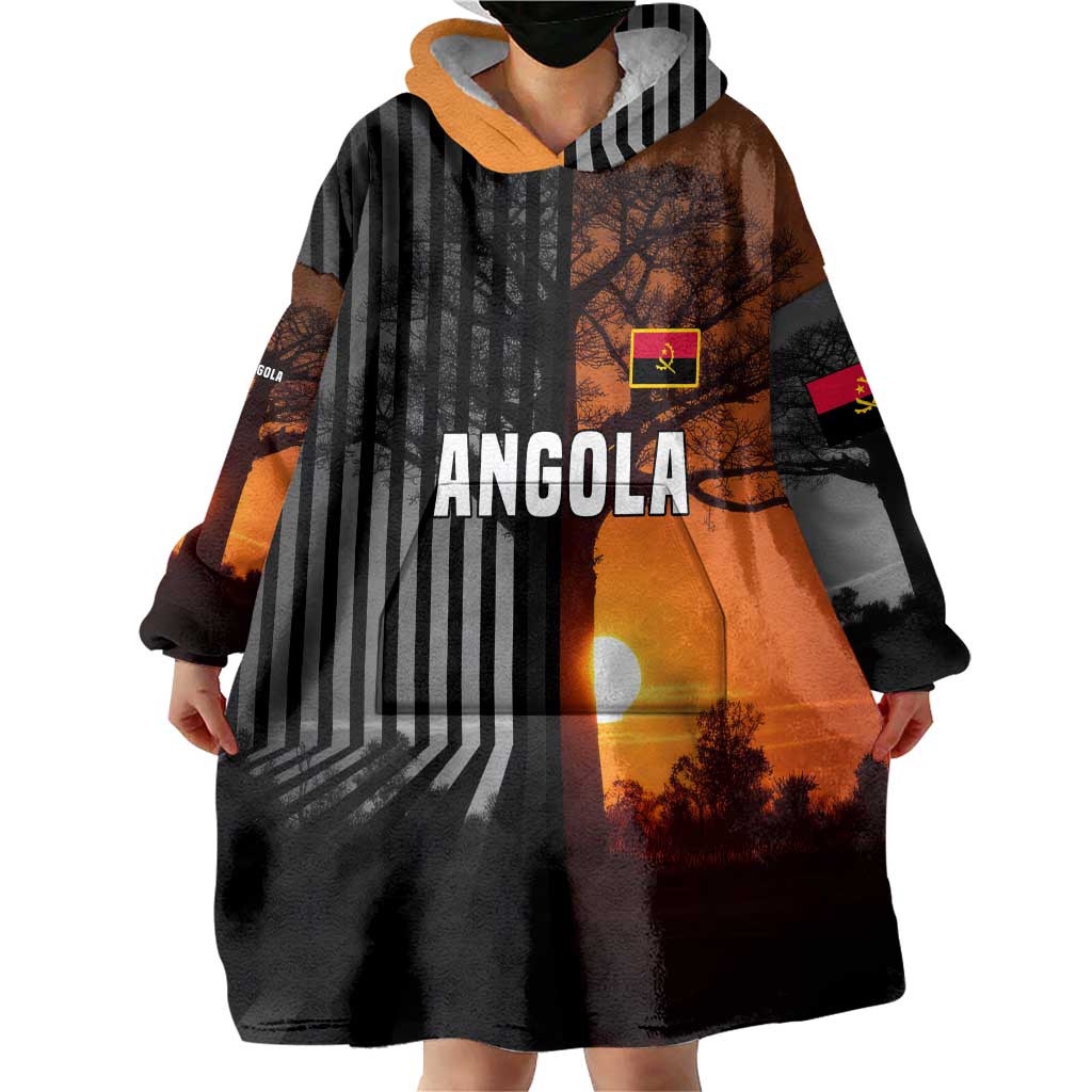 Angola Wearable Blanket Hoodie with Sunset Zebra Design and African Nature - Wonder Print Shop