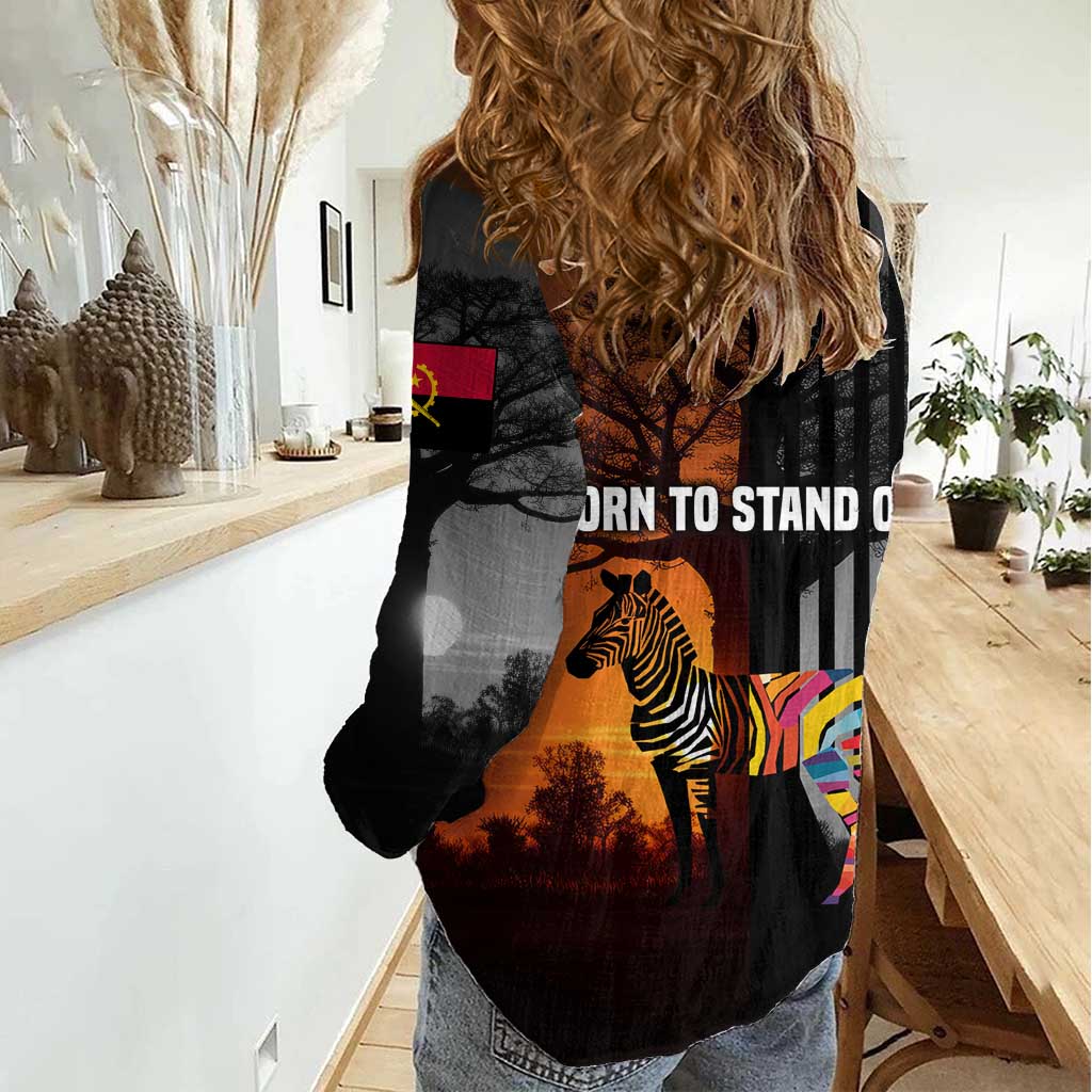 Angola Women Casual Shirt with Sunset Zebra Design and African Nature - Wonder Print Shop