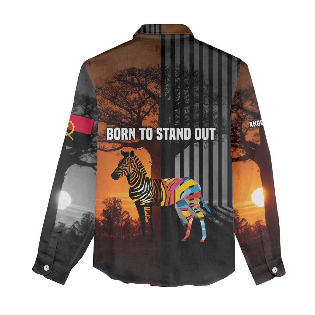Angola Women Casual Shirt with Sunset Zebra Design and African Nature - Wonder Print Shop