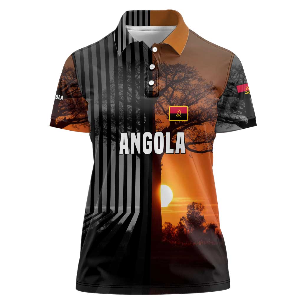 Angola Women Polo Shirt with Sunset Zebra Design and African Nature - Wonder Print Shop