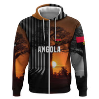Angola Zip Hoodie with Sunset Zebra Design and African Nature - Wonder Print Shop