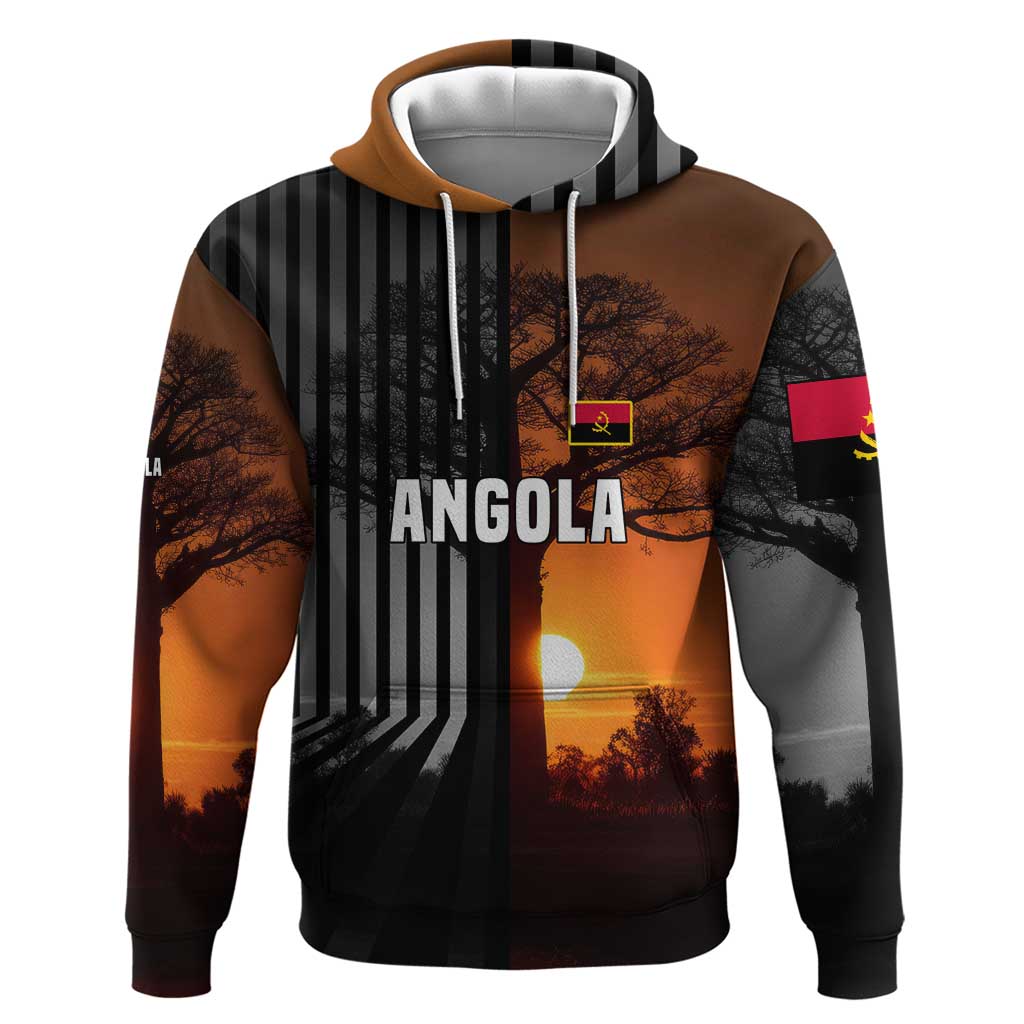 Angola Zip Hoodie with Sunset Zebra Design and African Nature - Wonder Print Shop