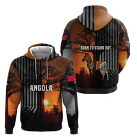 Angola Zip Hoodie with Sunset Zebra Design and African Nature - Wonder Print Shop
