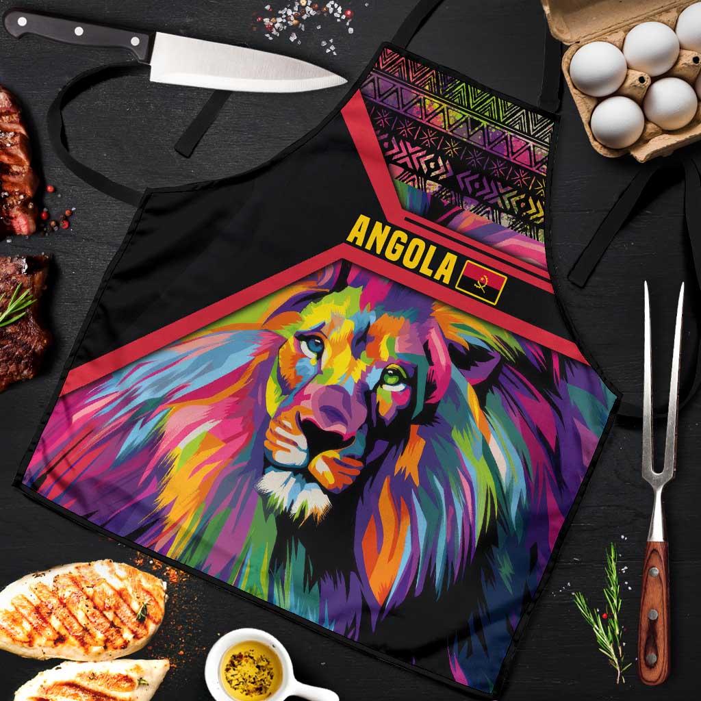 Angola Apron with Multicolor Tribal Design and Vibrant Lion - Wonder Print Shop