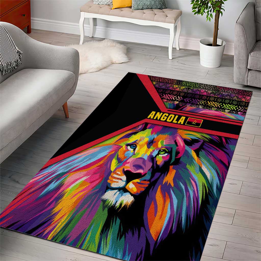 Angola Area Rug with Multicolor Tribal Design and Vibrant Lion - Wonder Print Shop