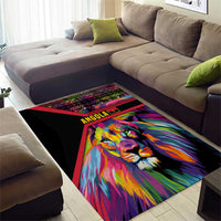 Angola Area Rug with Multicolor Tribal Design and Vibrant Lion - Wonder Print Shop