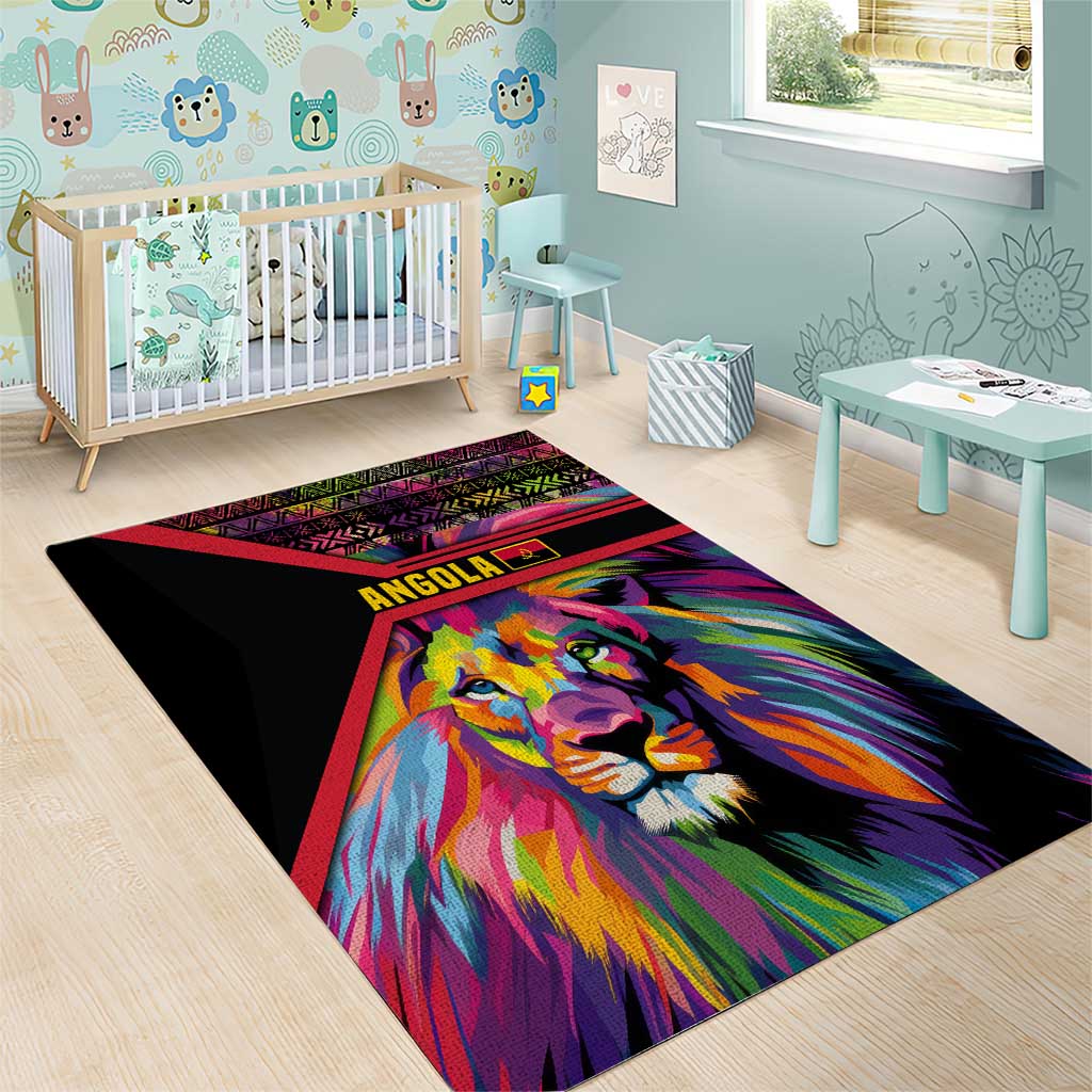 Angola Area Rug with Multicolor Tribal Design and Vibrant Lion - Wonder Print Shop
