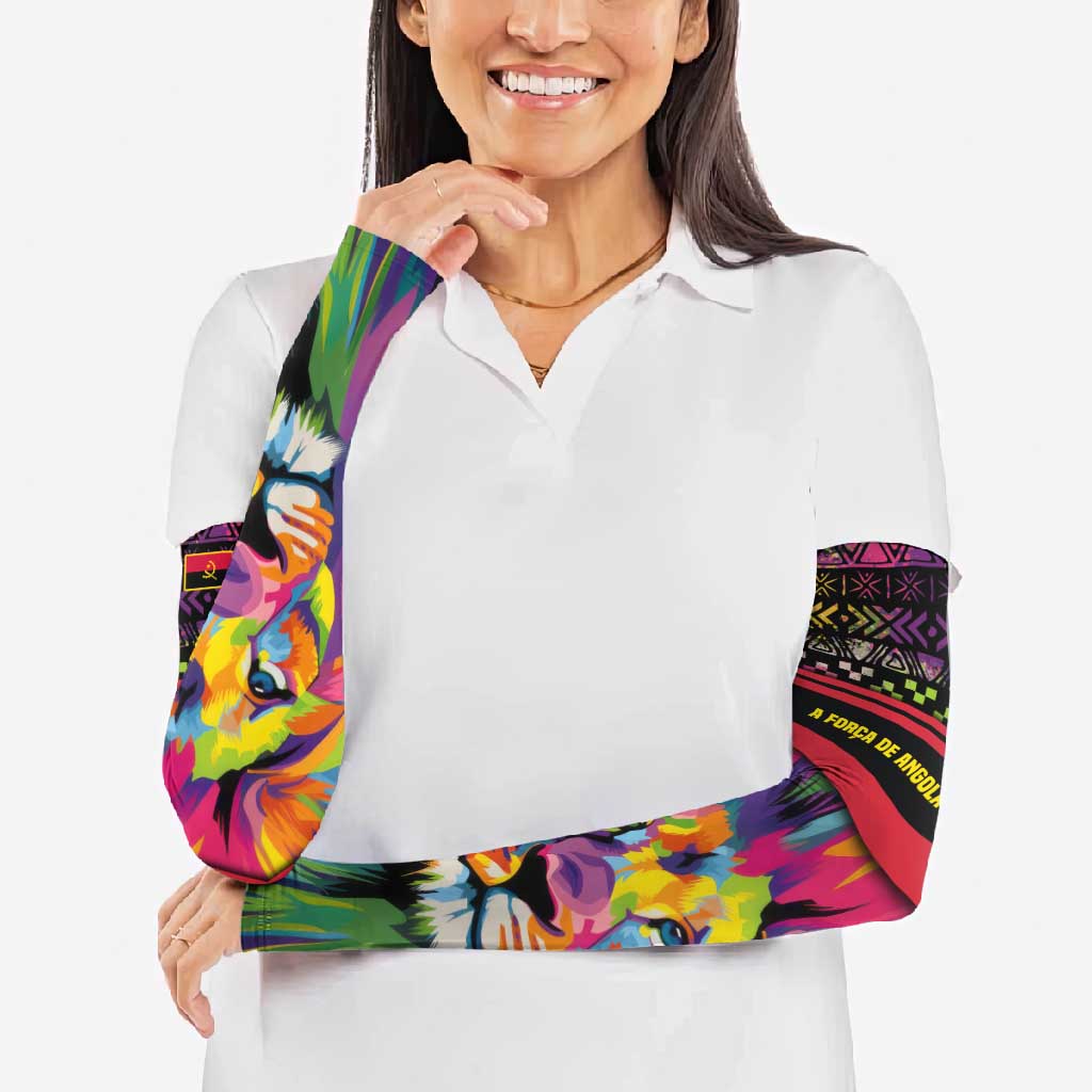 Angola Arm Sleeves with Multicolor Tribal Design and Vibrant Lion - Wonder Print Shop