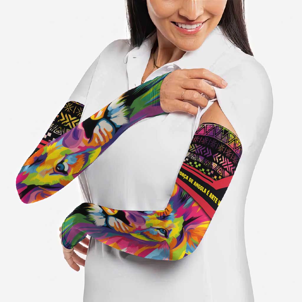Angola Arm Sleeves with Multicolor Tribal Design and Vibrant Lion - Wonder Print Shop