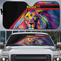 Angola Auto Sun Shade with Multicolor Tribal Design and Vibrant Lion - Wonder Print Shop