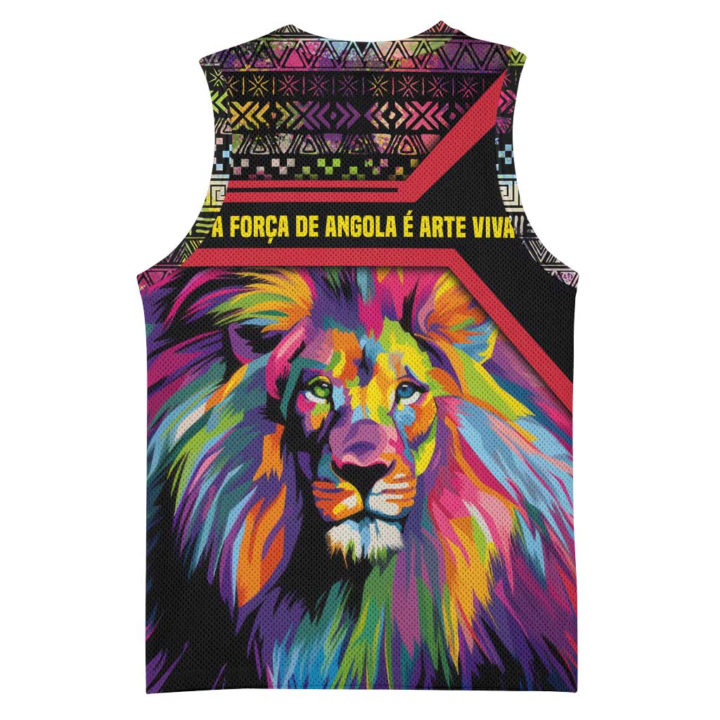 Angola Basketball Jersey with Multicolor Tribal Design and Vibrant Lion - Wonder Print Shop