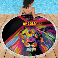 Angola Beach Blanket with Multicolor Tribal Design and Vibrant Lion - Wonder Print Shop