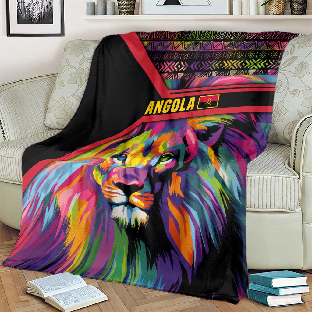Angola Blanket with Multicolor Tribal Design and Vibrant Lion - Wonder Print Shop
