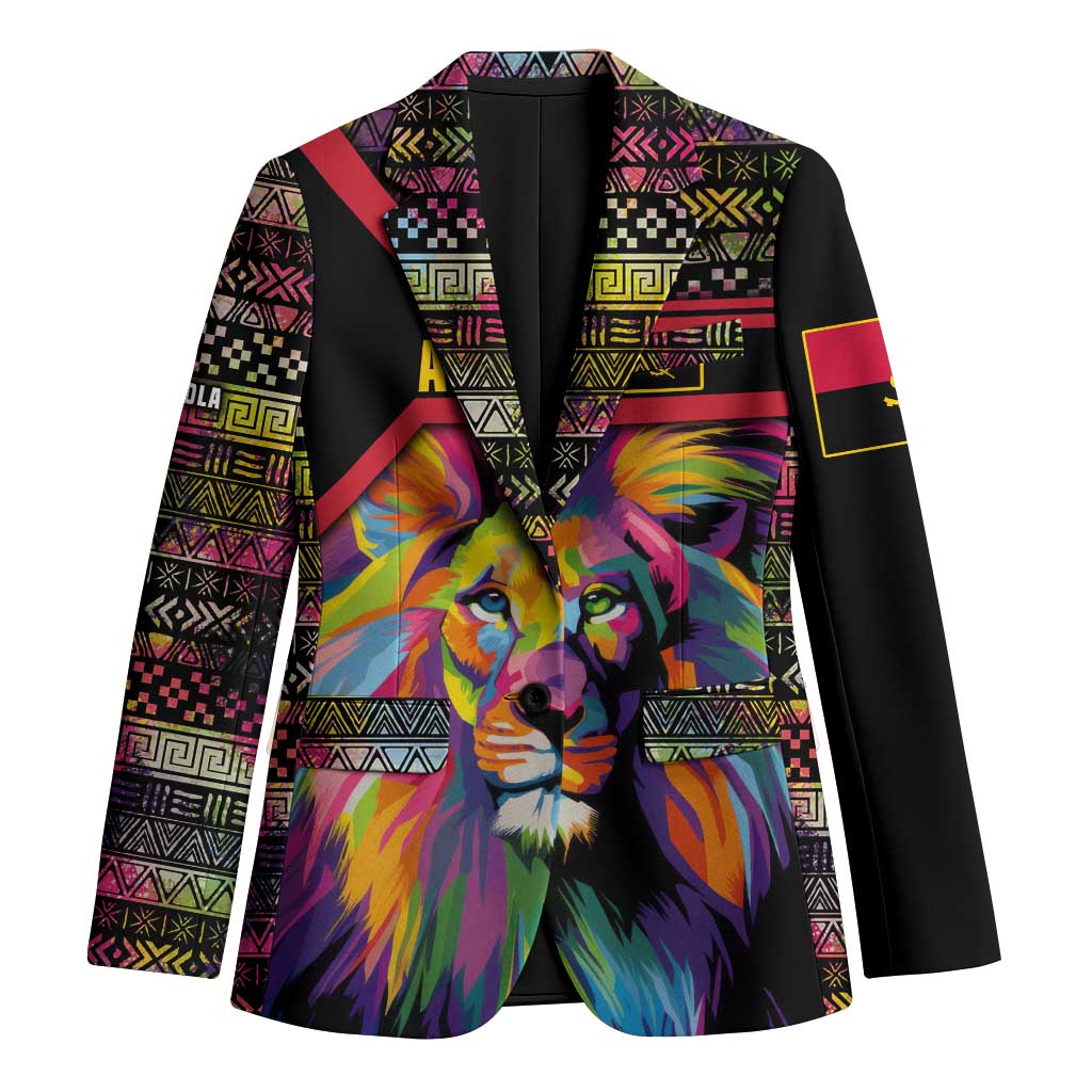 Angola Blazer with Multicolor Tribal Design and Vibrant Lion - Wonder Print Shop