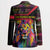 Angola Blazer with Multicolor Tribal Design and Vibrant Lion - Wonder Print Shop