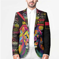 Angola Blazer with Multicolor Tribal Design and Vibrant Lion - Wonder Print Shop