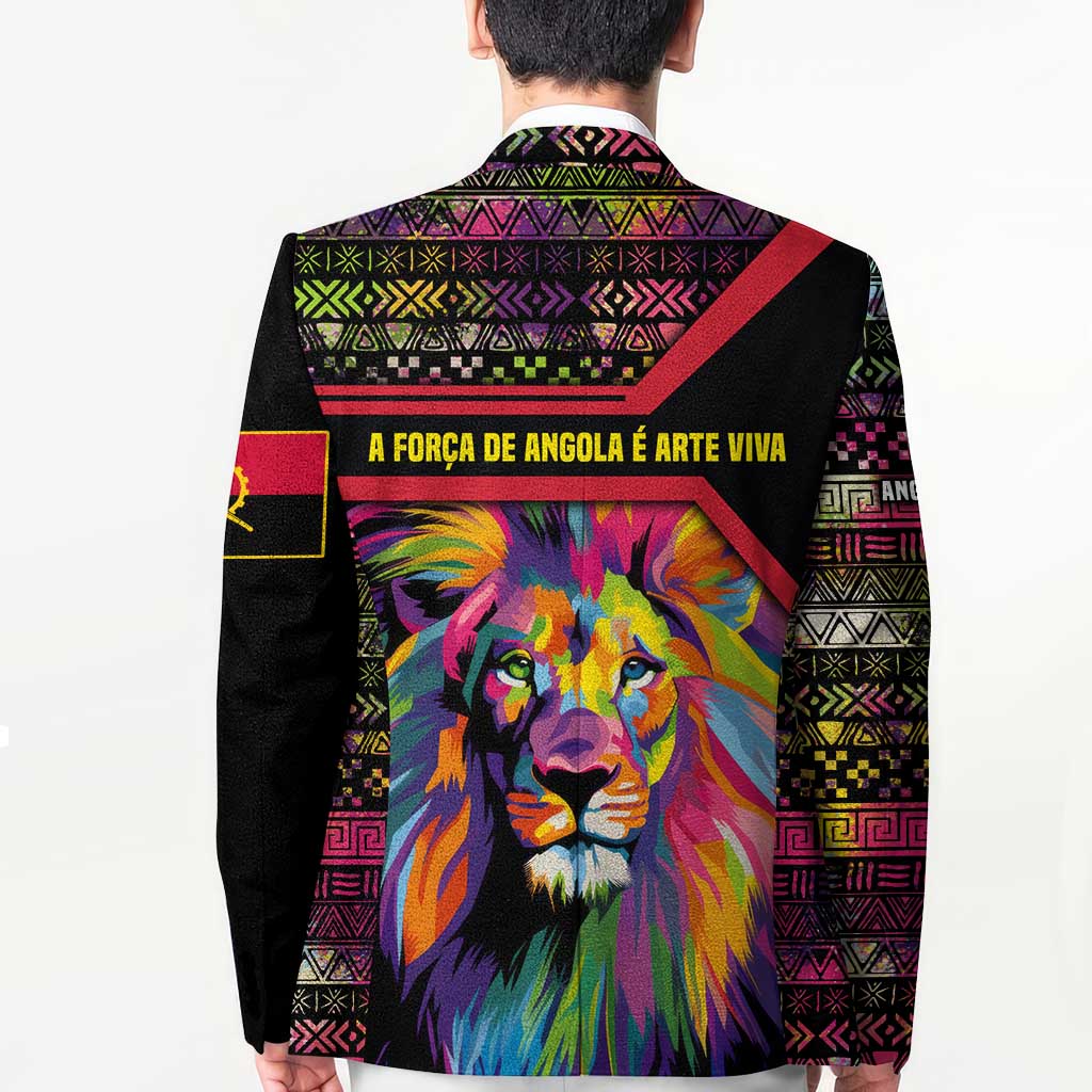 Angola Blazer with Multicolor Tribal Design and Vibrant Lion - Wonder Print Shop