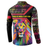 Angola Button Sweatshirt with Multicolor Tribal Design and Vibrant Lion - Wonder Print Shop