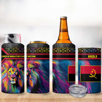 Angola 4 in 1 Can Cooler Tumbler with Multicolor Tribal Design and Vibrant Lion - Wonder Print Shop