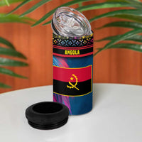 Angola 4 in 1 Can Cooler Tumbler with Multicolor Tribal Design and Vibrant Lion - Wonder Print Shop