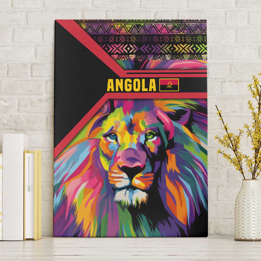 Angola Canvas Wall Art with Multicolor Tribal Design and Vibrant Lion - Wonder Print Shop