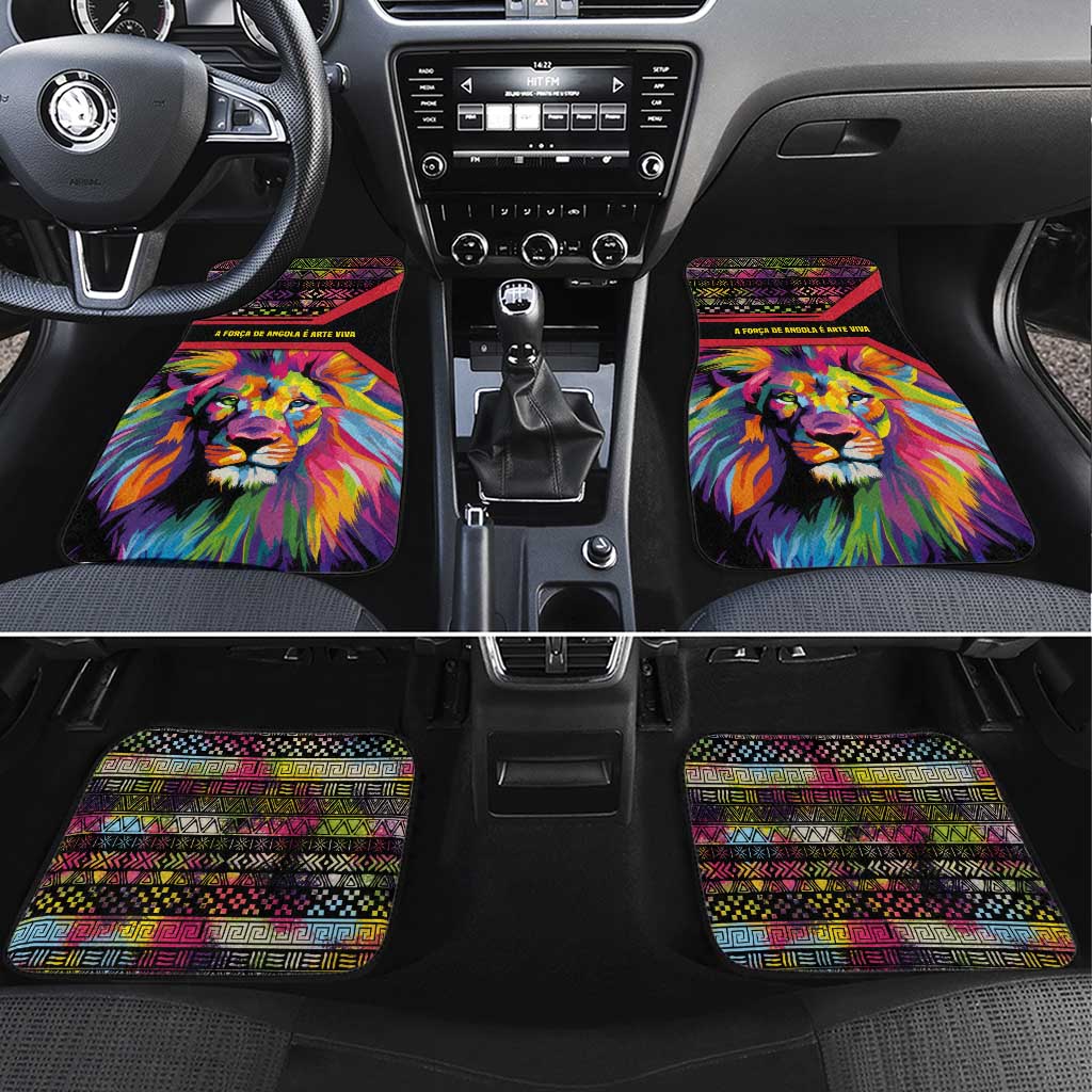 Angola Car Mats with Multicolor Tribal Design and Vibrant Lion - Wonder Print Shop