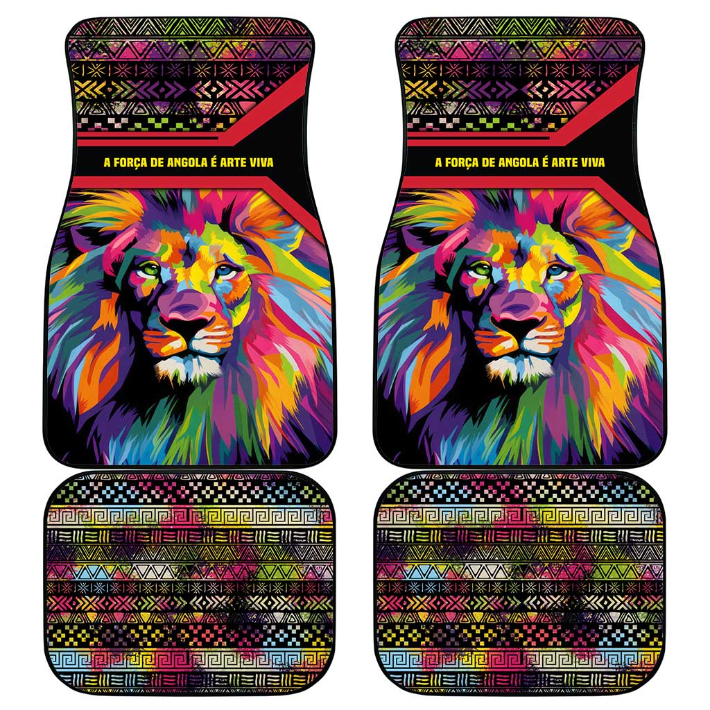 Angola Car Mats with Multicolor Tribal Design and Vibrant Lion - Wonder Print Shop